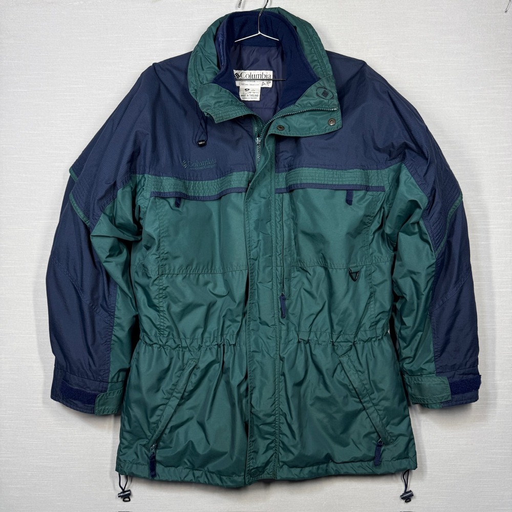 Vintage Columbia Gizmo 3 in 1 Jacket Medium Green Blue Ski Missing Zipper Pull